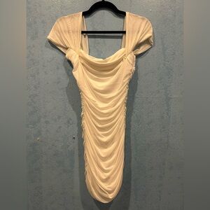 Elegant Cream Draped Dress